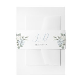 Cintas Para Invitaciones Boda Floral Azul Dusty