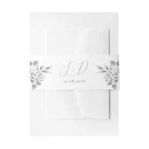 Cintas Para Invitaciones Boda Floral Azul Dusty
