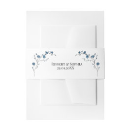 Cintas Para Invitaciones Boda Floral Azul Dusty
