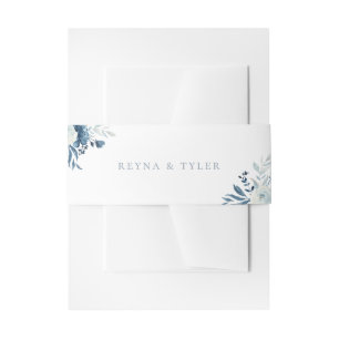 Cintas Para Invitaciones Boda Floral Azul Dusty