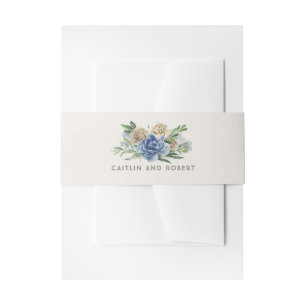 Cintas Para Invitaciones Boda floral azul marfil y agitado