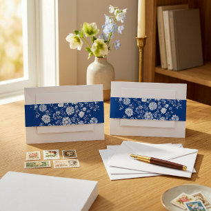 Cintas Para Invitaciones Boda floral azul marino
