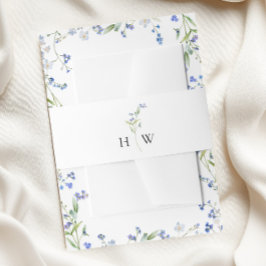 Cintas Para Invitaciones Boda floral azul mínimo