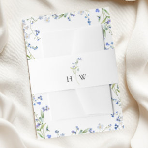 Cintas Para Invitaciones Boda floral azul mínimo