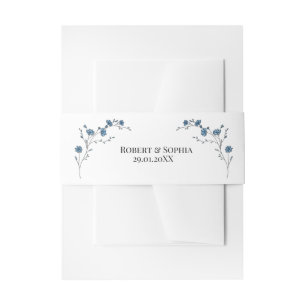 Cintas Para Invitaciones Boda Floral Azul Polvoriento