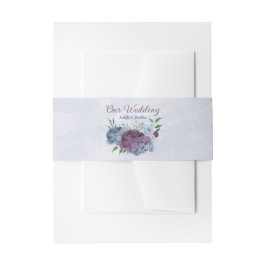 Cintas Para Invitaciones Boda floral azul polvoriento púrpura