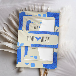 Cintas Para Invitaciones Boda floral azul romántico