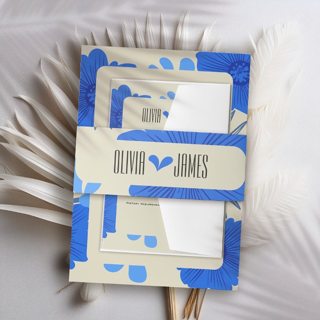 Cintas Para Invitaciones Boda floral azul romántico (Subido por el creador)