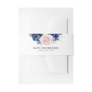 Cintas Para Invitaciones Boda Floral Azul Rosa Y Naval