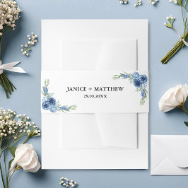 Cintas Para Invitaciones Boda floral azul y agitado