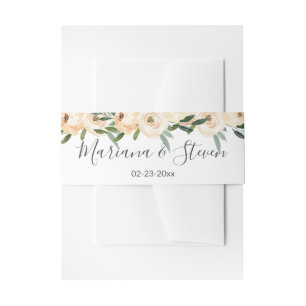 Cintas Para Invitaciones Boda floral beige dorado
