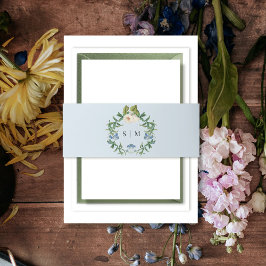 Cintas Para Invitaciones Boda Floral blanca azul de flores silvestres