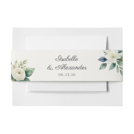 Cintas Para Invitaciones Boda floral blanca botánica elegante personalizada