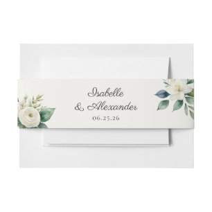 Cintas Para Invitaciones Boda floral blanca botánica elegante personalizada