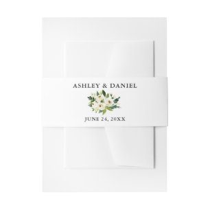 Cintas Para Invitaciones Boda Floral blanca de color de agua verde