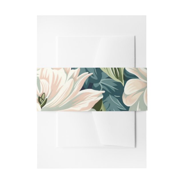 Cintas Para Invitaciones Boda floral blanca moderna (Anverso Ejemplo)