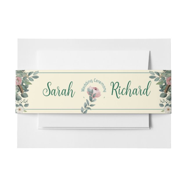 Cintas Para Invitaciones Boda floral Blush Sage  (Anverso Ejemplo)