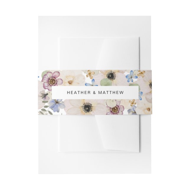 Cintas Para Invitaciones Boda Floral Botánica Moderna (Anverso Ejemplo)