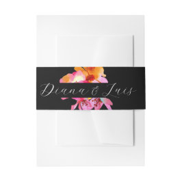 Cintas Para Invitaciones Boda floral brillante acuarela rosa negro
