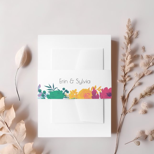 Cintas Para Invitaciones Boda floral brillante arcoiris (Subido por el creador)