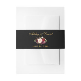 Cintas Para Invitaciones Boda Floral Burgundy Black Gold