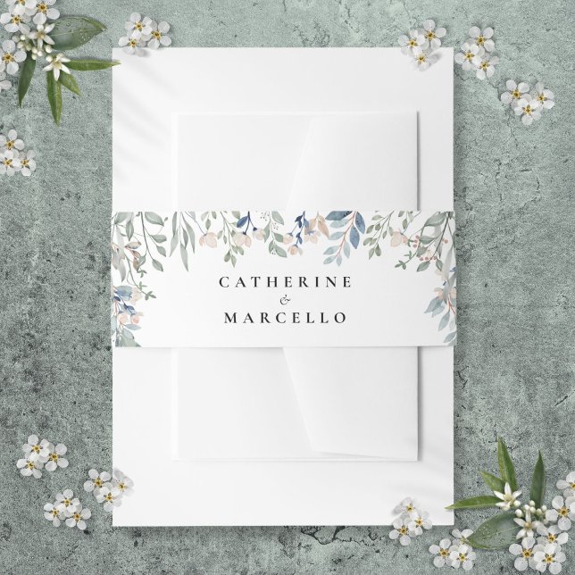 Cintas Para Invitaciones Boda Floral Cascada Moderna Elegante (Floral Cascade Modern Elegant Wedding Invitation Belly Band)