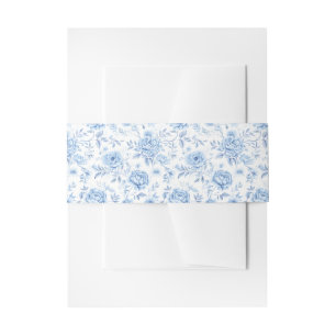 Cintas Para Invitaciones Boda Floral Chinoiserie de Porcelana Azul