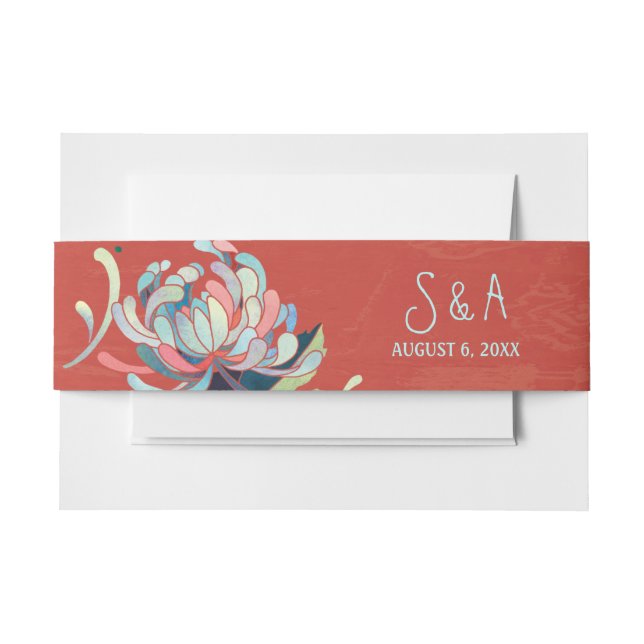 Cintas Para Invitaciones Boda floral cutáneo Monogramos (Anverso Ejemplo)