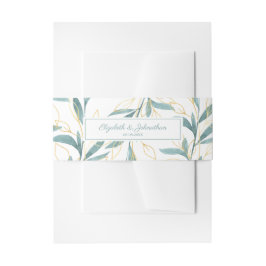 Cintas Para Invitaciones Boda floral de acuarela verde dorado