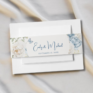 Cintas Para Invitaciones Boda floral de bienvenida azul y agitado romántico