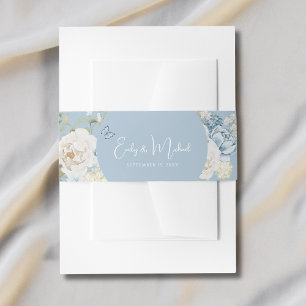 Cintas Para Invitaciones Boda floral de bienvenida azul y agitado romántico