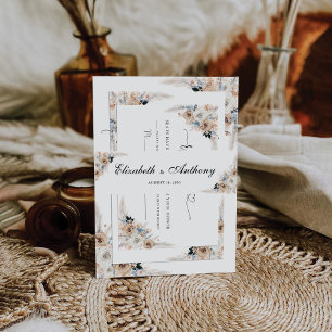 Cintas Para Invitaciones Boda Floral De Boho Azul Y Marfil