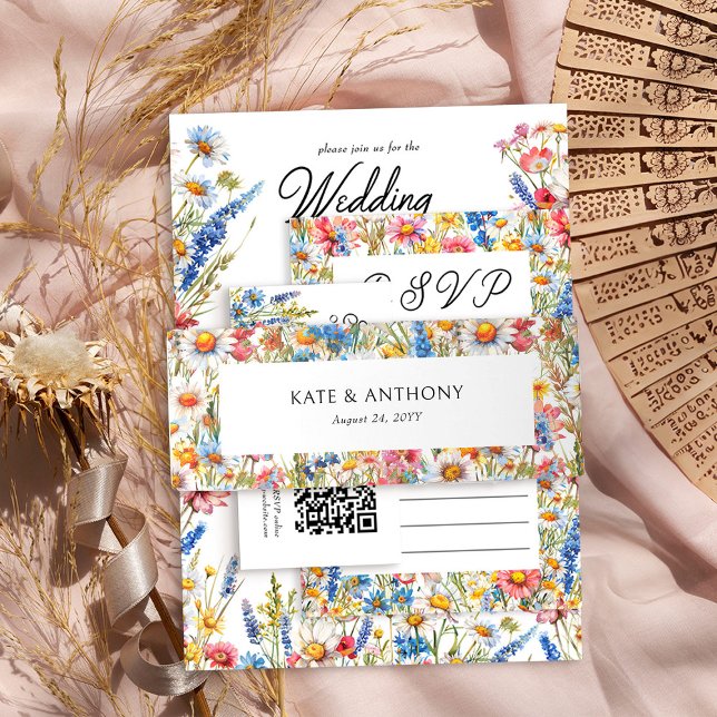 Cintas Para Invitaciones Boda floral de Bonito silvestre rural (Invitation belly bands from the Country Wildflower wedding collection by Darling & May)