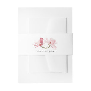 Cintas Para Invitaciones Boda floral de color acuático de Magnolias rosadas