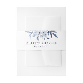 Cintas Para Invitaciones Boda floral de color azul de la marina moderna