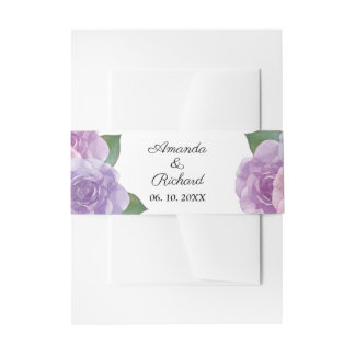 Cintas Para Invitaciones Boda floral de color morado rosado oscuro
