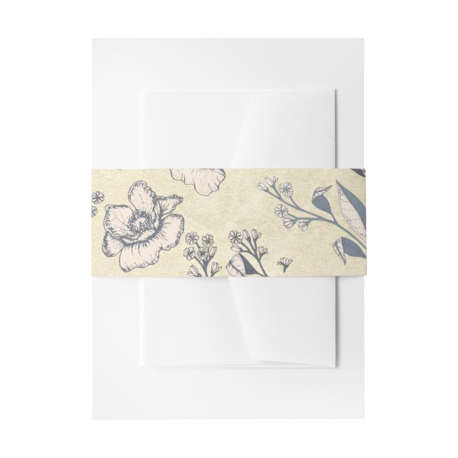 Cintas Para Invitaciones Boda floral de flores de cosecha ruidosa (Anverso Ejemplo)