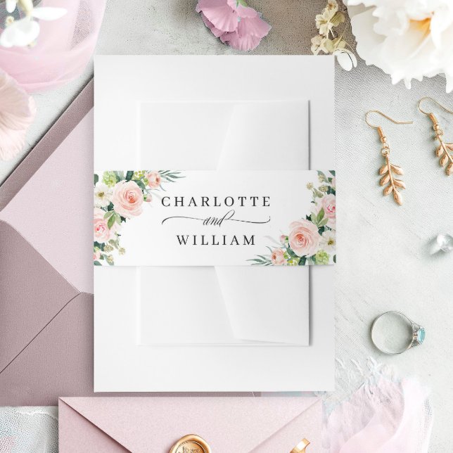 Cintas Para Invitaciones Boda floral de flores rosadas de Rubor (Subido por el creador)
