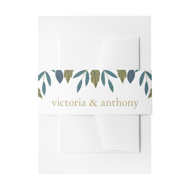 Cintas Para Invitaciones Boda floral de hojas rusas (Anverso Ejemplo)