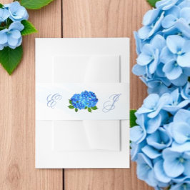 Cintas Para Invitaciones Boda floral de Hortensia Azul
