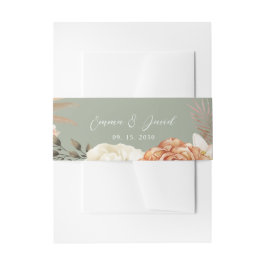 Cintas Para Invitaciones Boda Floral de Melocotón Verde Salvia