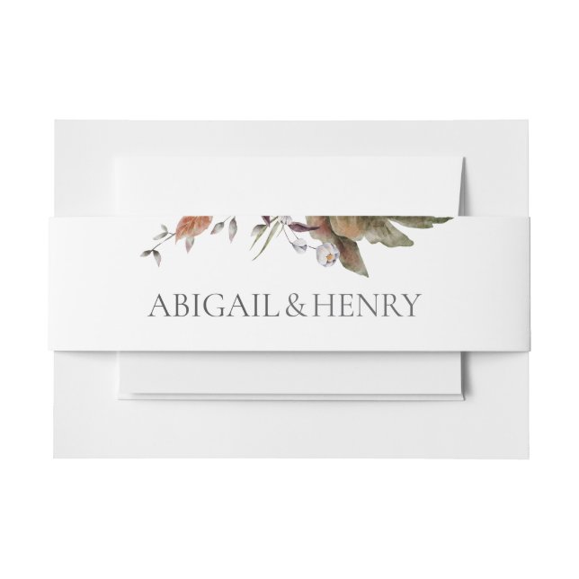 Cintas Para Invitaciones Boda Floral de Otoño Romance (Anverso Ejemplo)