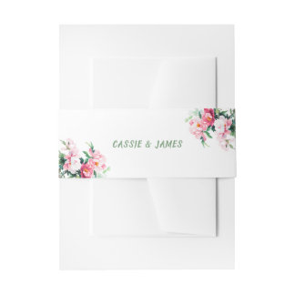 Cintas Para Invitaciones Boda floral de peonía rosa suave y eucalipto