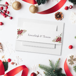 Cintas Para Invitaciones Boda Floral de Poinsettia | Rojo escarlata