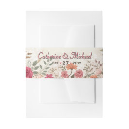 Cintas Para Invitaciones Boda floral de primavera romántica rosa y rojo