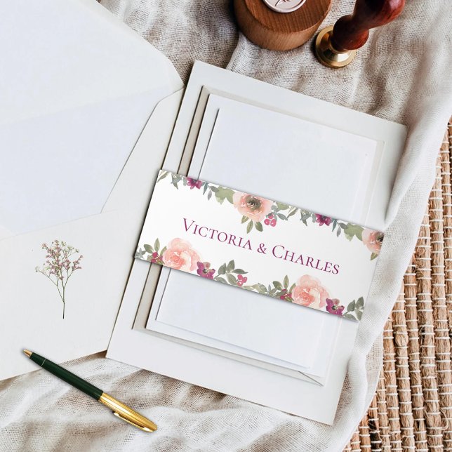 Cintas Para Invitaciones Boda floral de Rubor romántico (Subido por el creador)