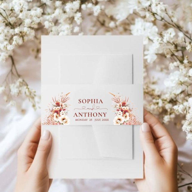 Cintas Para Invitaciones Boda Floral de Umber Quemado Boho (Subido por el creador)