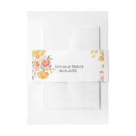 Cintas Para Invitaciones Boda floral de verano rosa y naranja