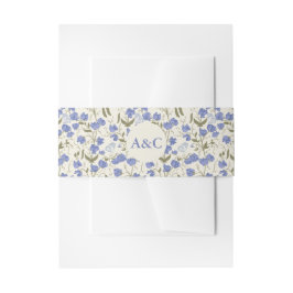 Cintas Para Invitaciones Boda floral dulce azul y crema