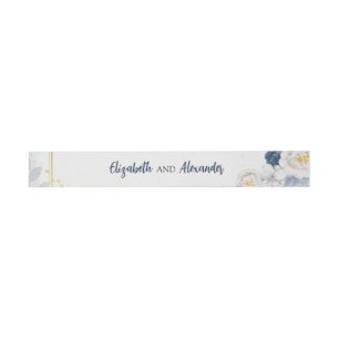 Cintas Para Invitaciones Boda floral Dusty Blue Gold